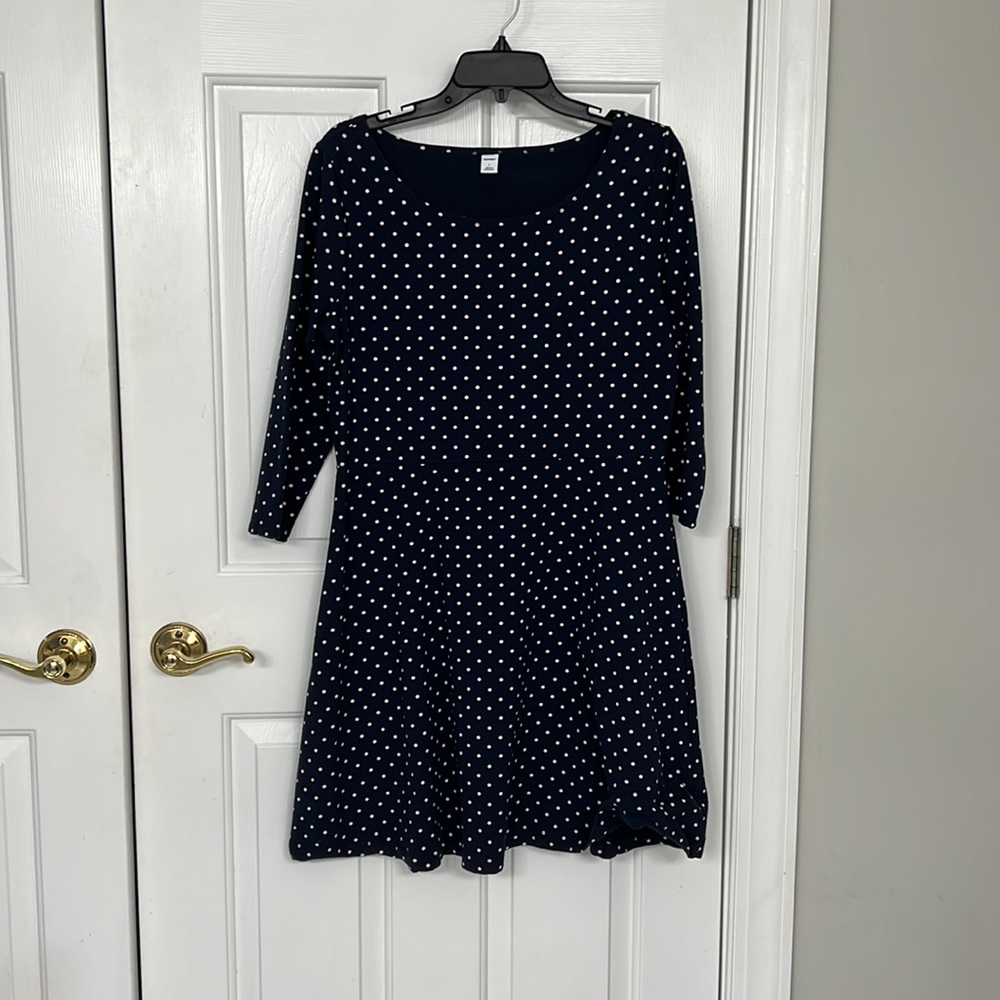 Navy Polka Dot Old Navy Flare Dress Size L